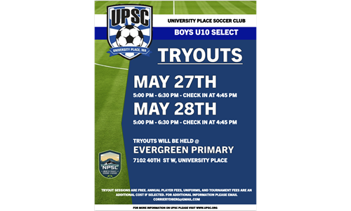 UPSC Boys U10 select team tryouts